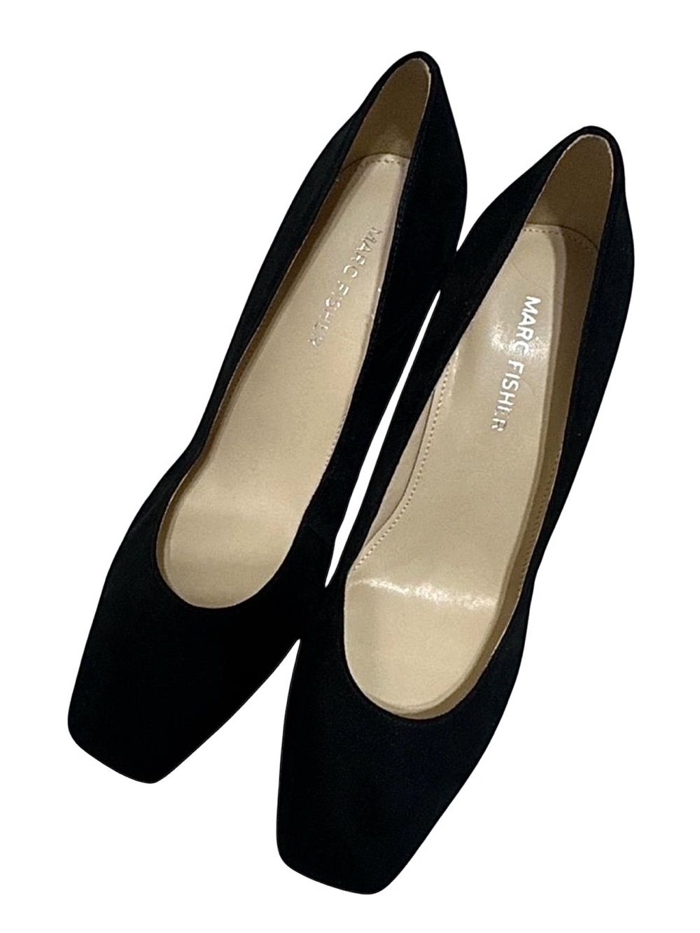 Marc Fisher Keri Black Square-Toe Suede Pumps Size 7.5